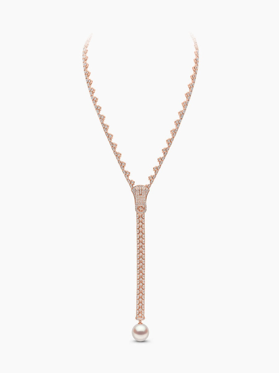 Pearl And Diamond Zipper Necklace