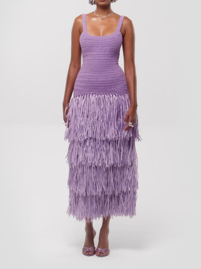 Knitted Tassel Slip Dress