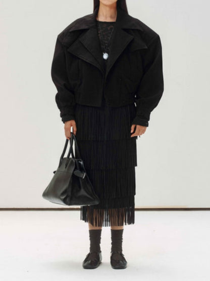 Large Lapel Cropped Jacket