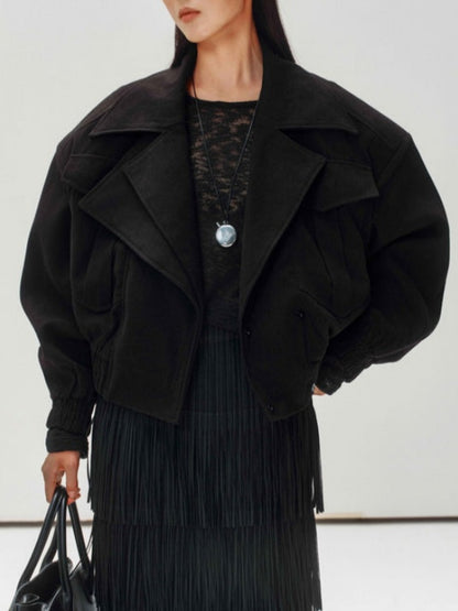 Large Lapel Cropped Jacket