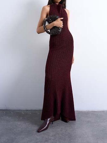 Backless Halter Neck Knit Dress