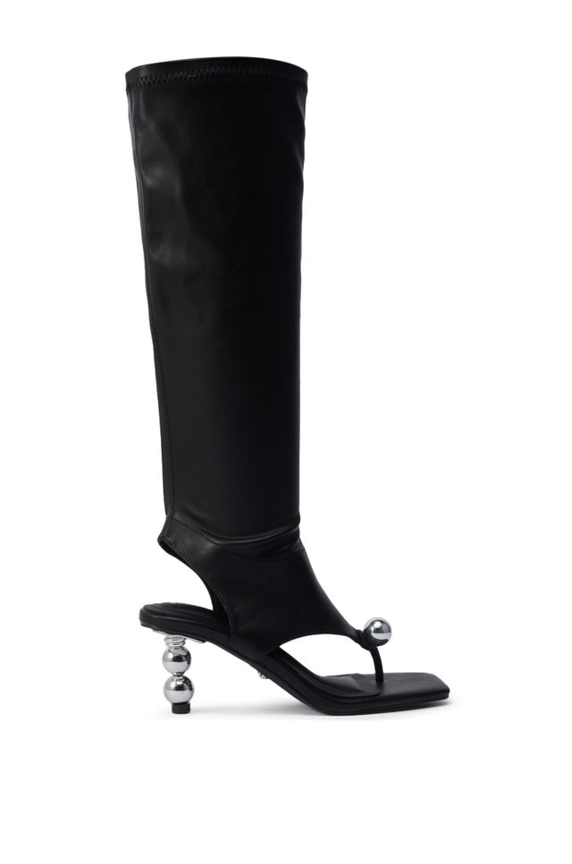 BLACK STRETCH SANDAL BOOT