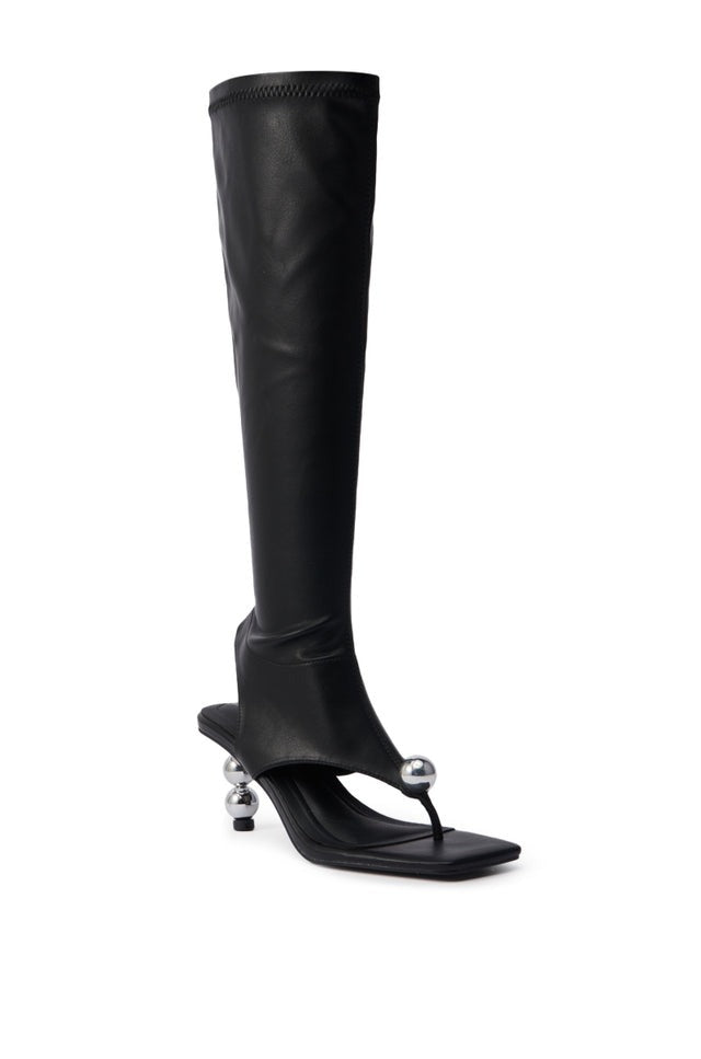 BLACK STRETCH SANDAL BOOT