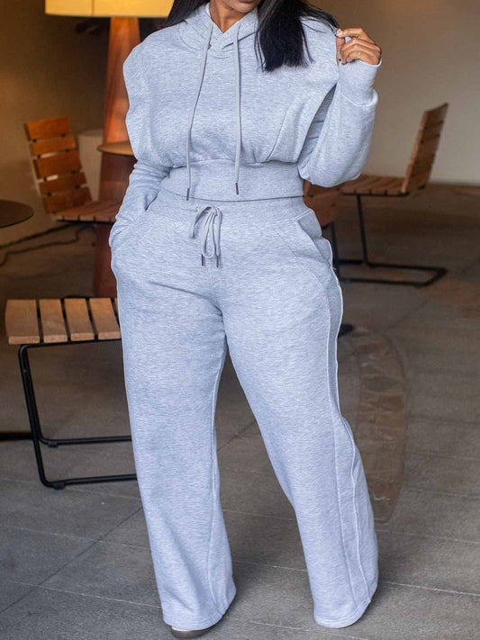 Women's Wide-leg Hooded Sweatshirt Two-piece Set