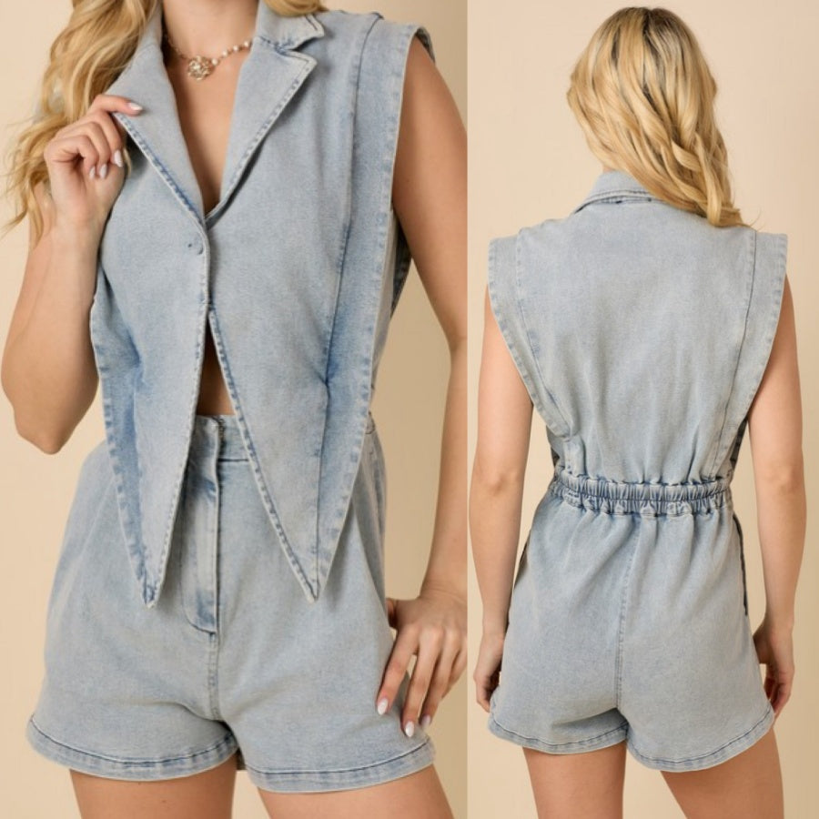 Sleeveless Denim Romper
