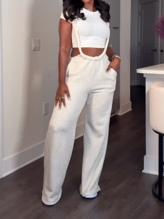 Wide-leg Overalls With Pockets