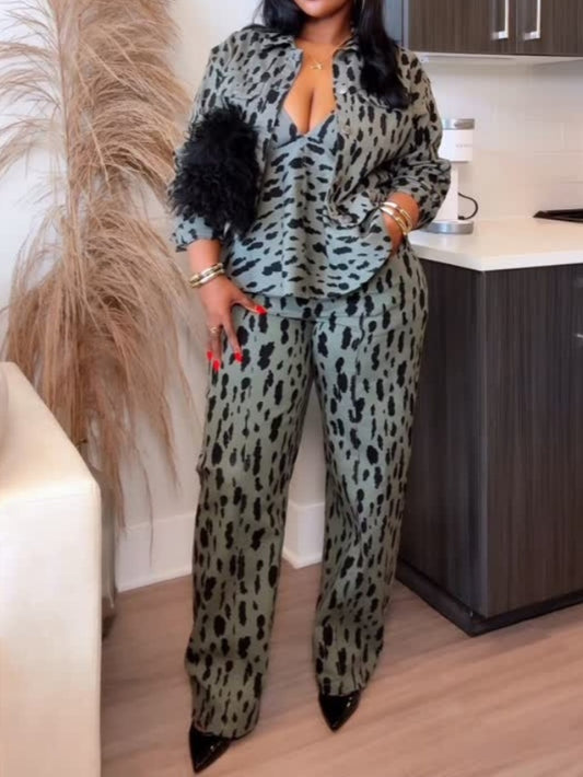 Animal Print Three-piece Set