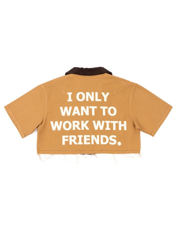 Letter Print Cropped Shirt
