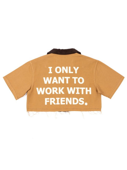 Letter Print Cropped Shirt