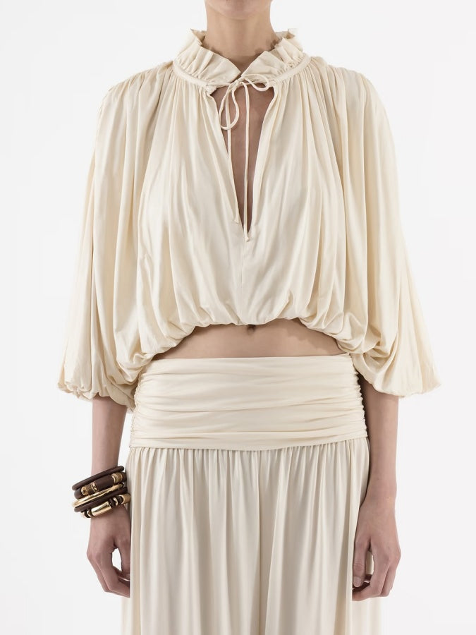 Ruffled Shirt And Wide-leg Pants Two-piece Set