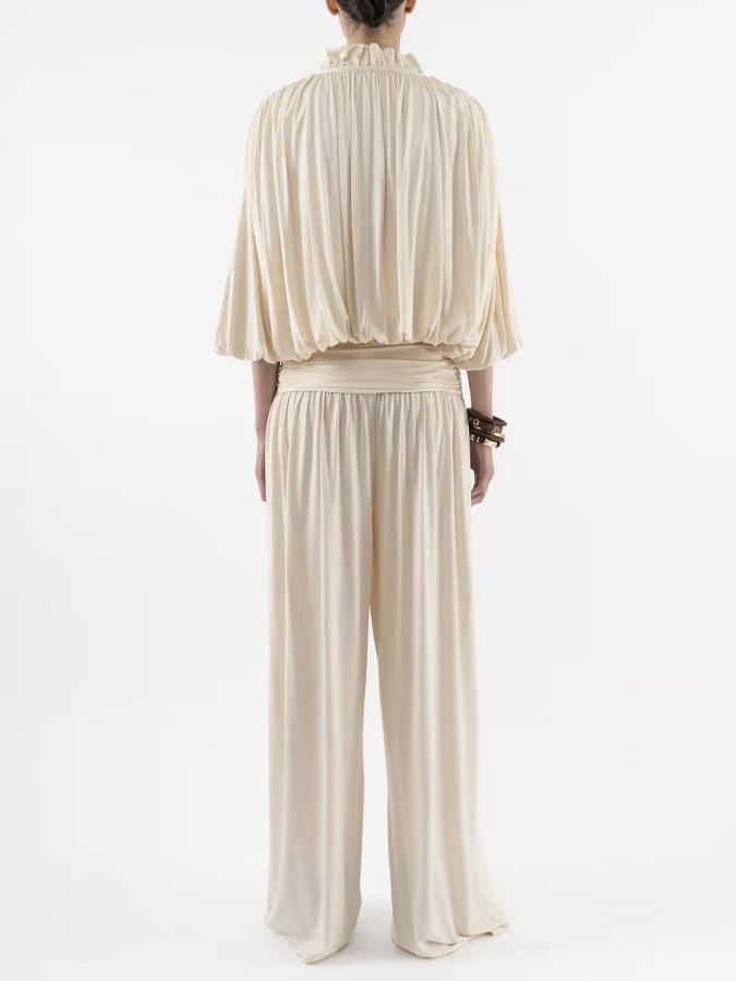 Ruffled Shirt And Wide-leg Pants Two-piece Set