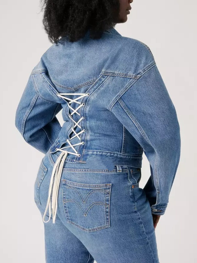 Lace-Back Denim Jacket