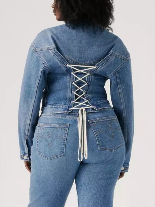 Lace-Back Denim Jacket