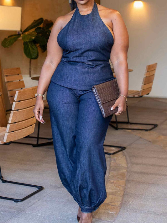 Halter Pant Denim Set