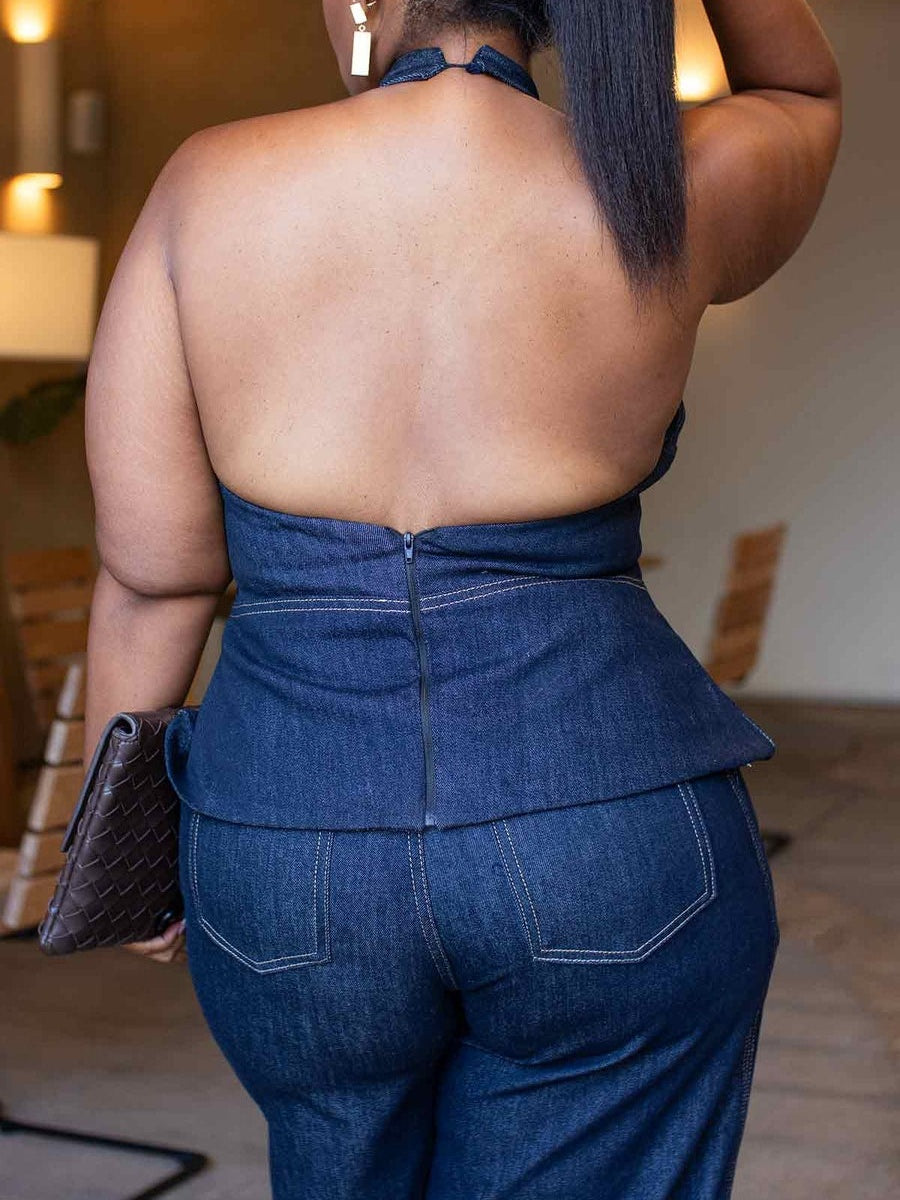 Halter Pant Denim Set