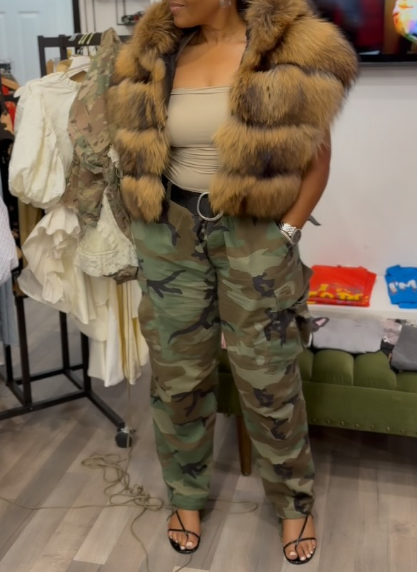 Hood Faux Fur Vest Jacket