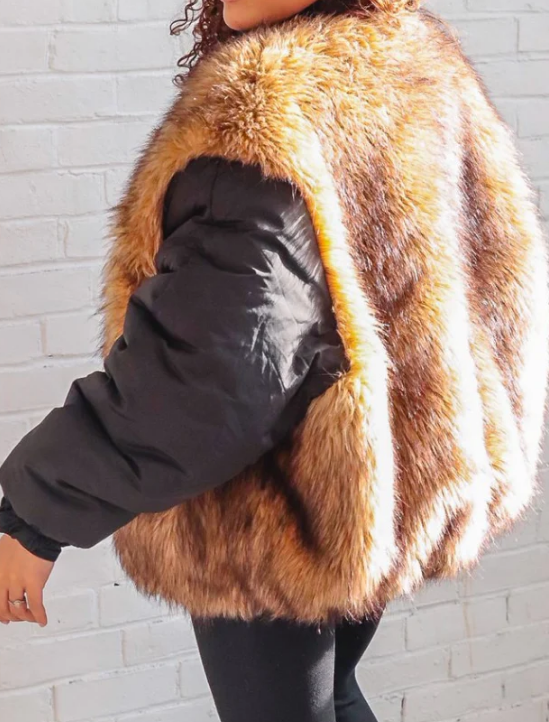 Fab Black Faux Fur Bomber Jacket