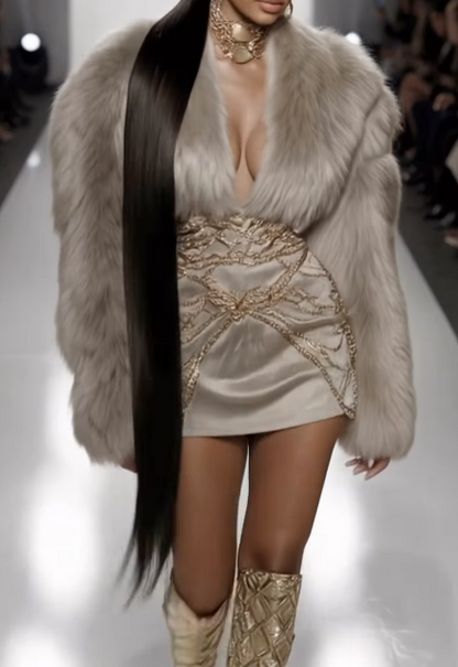 Demure Faux Fur Mini Dress