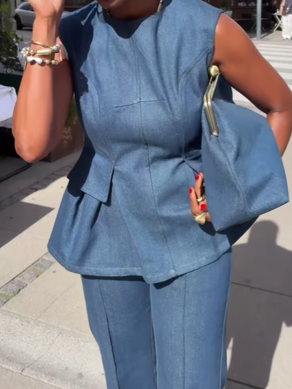 Classic Kisslock Denim Clutch