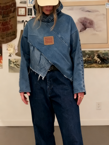 Overlap Denim Hoodie