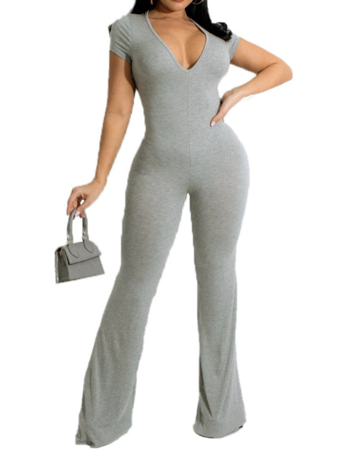 V-neck Flared Jumpsuit