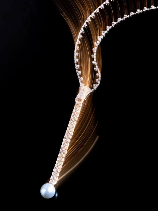 Pearl And Diamond Zipper Necklace