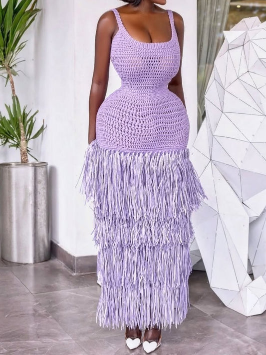 Knitted Tassel Slip Dress