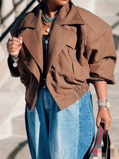 Large Lapel Cropped Jacket