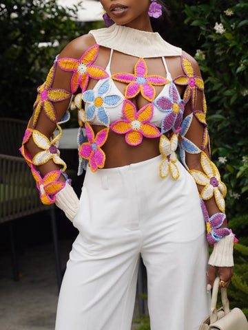 Sexy Hollow Out Crochet Knit Sweater