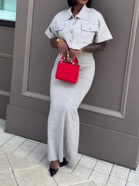 Short Top And Pencil Skirt Two-piece Set