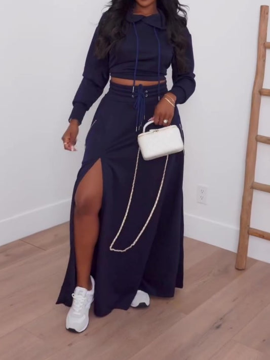 Side-Slit Skirt Two-Piece Set