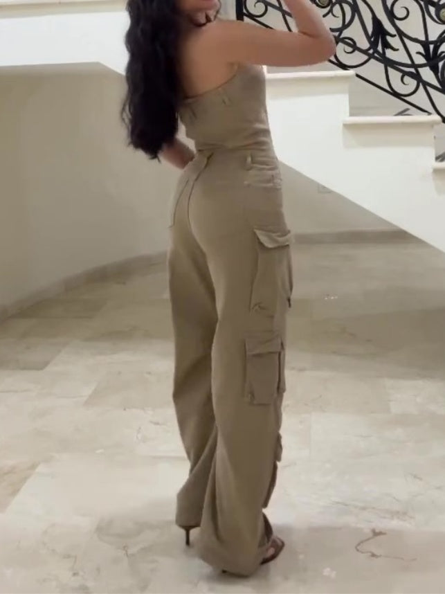 Sleeveless Cargo Jumpsuit