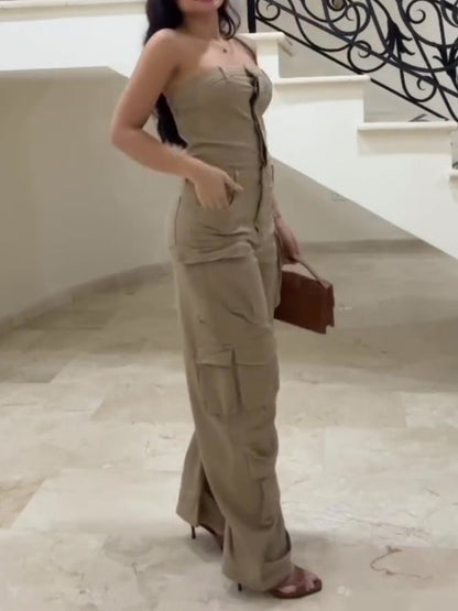 Sleeveless Cargo Jumpsuit