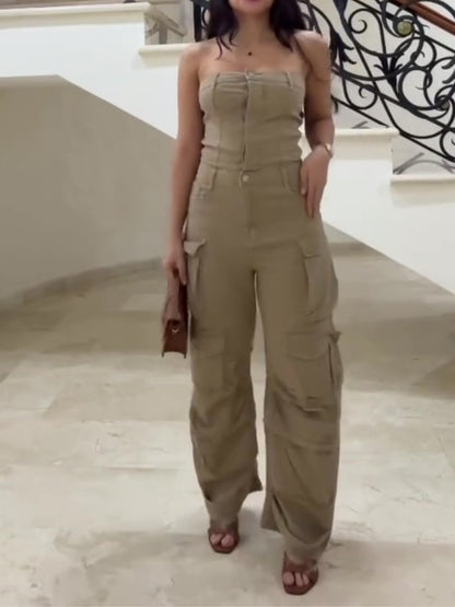 Sleeveless Cargo Jumpsuit