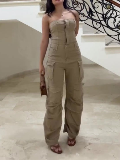 Sleeveless Cargo Jumpsuit