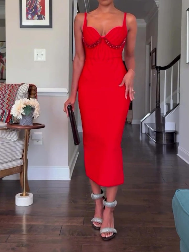 Sleeveless Diamond Bandage Maxi Dress