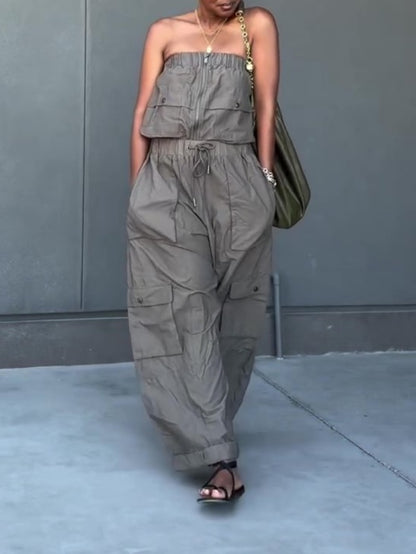 Strapless Cargo Jumpsuit