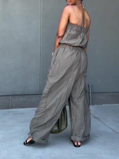 Strapless Cargo Jumpsuit
