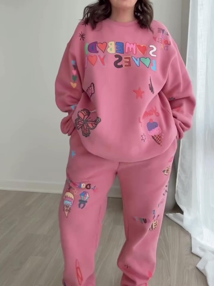 Letter Print Sweatsuit