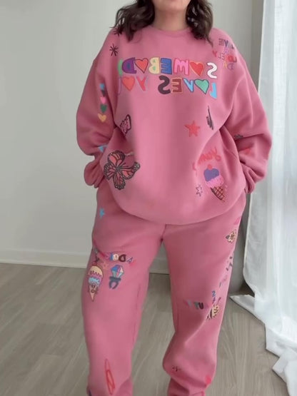 Letter Print Sweatsuit