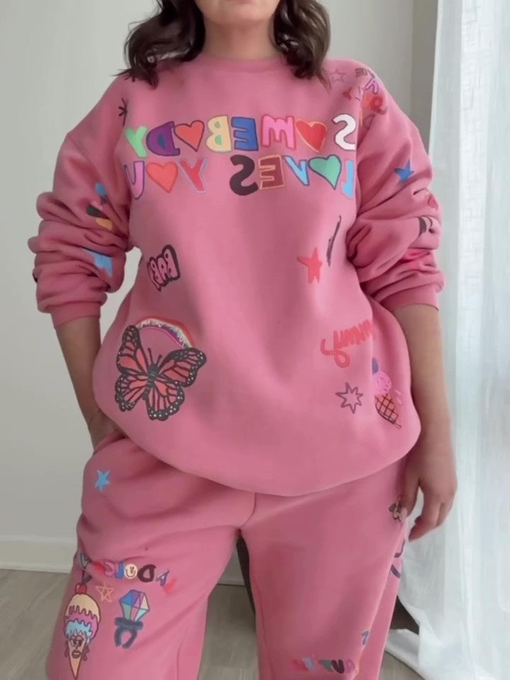 Letter Print Sweatsuit