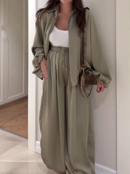 Lapel Zipper Jacket Suit