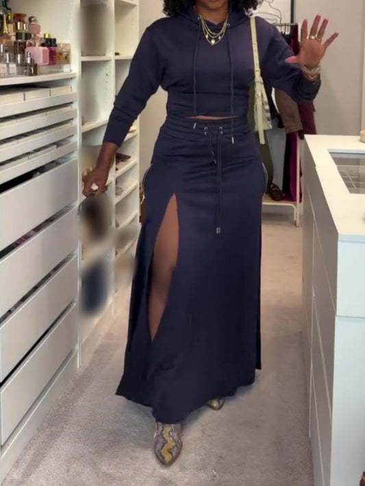 Side-Slit Skirt Two-Piece Set