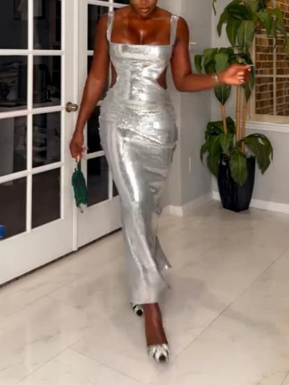 Sequin Cut Out Maxi Dress
