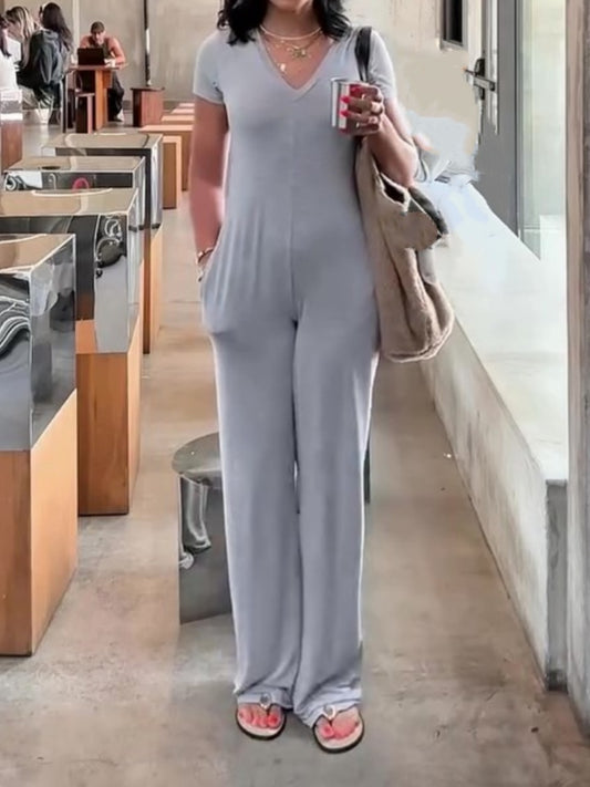 V-neck Flared Jumpsuit
