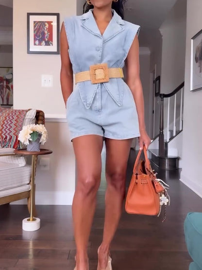 Sleeveless Denim Romper