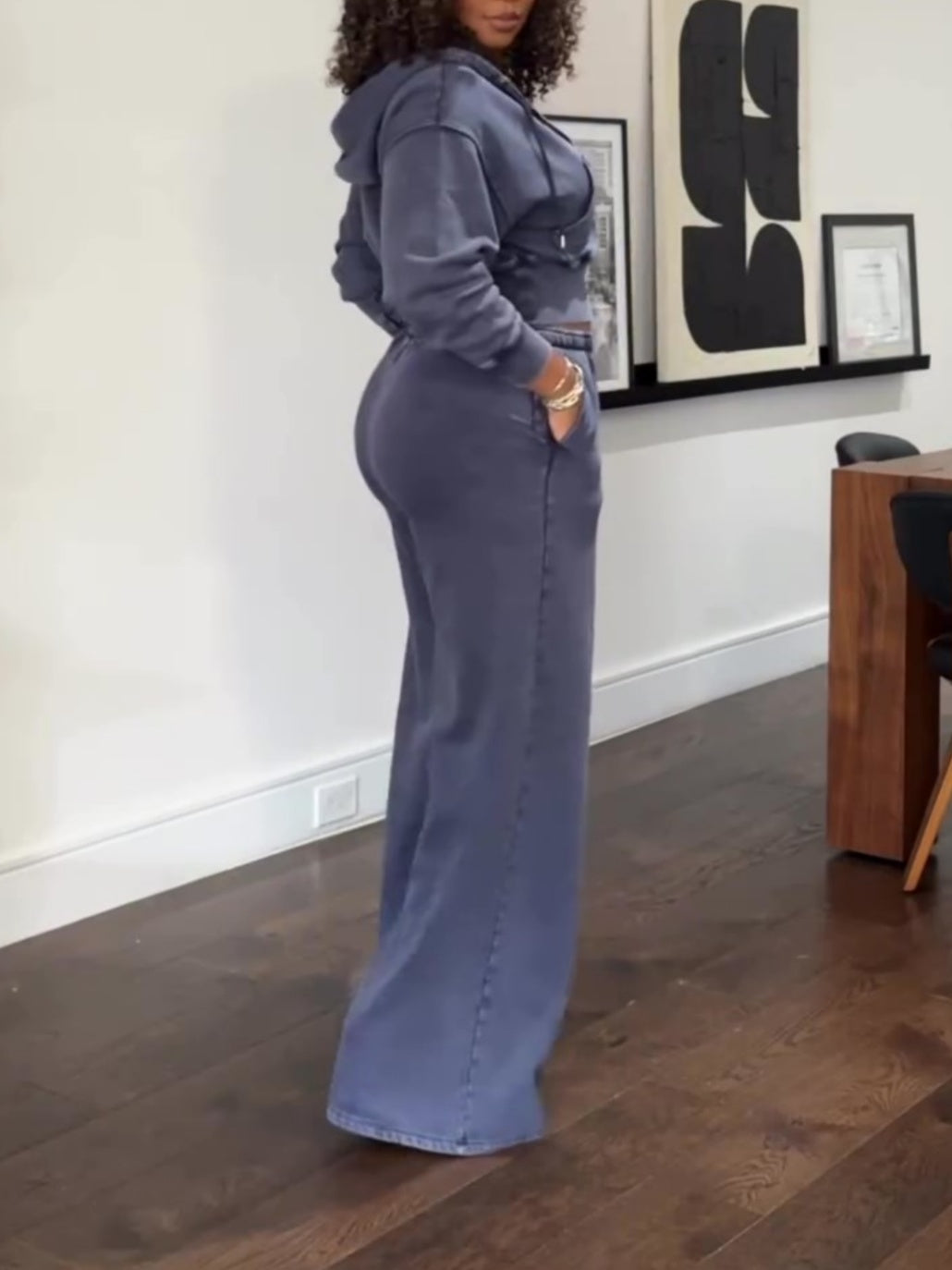 Vintage Baggy Wide-Leg Sweatpants Set
