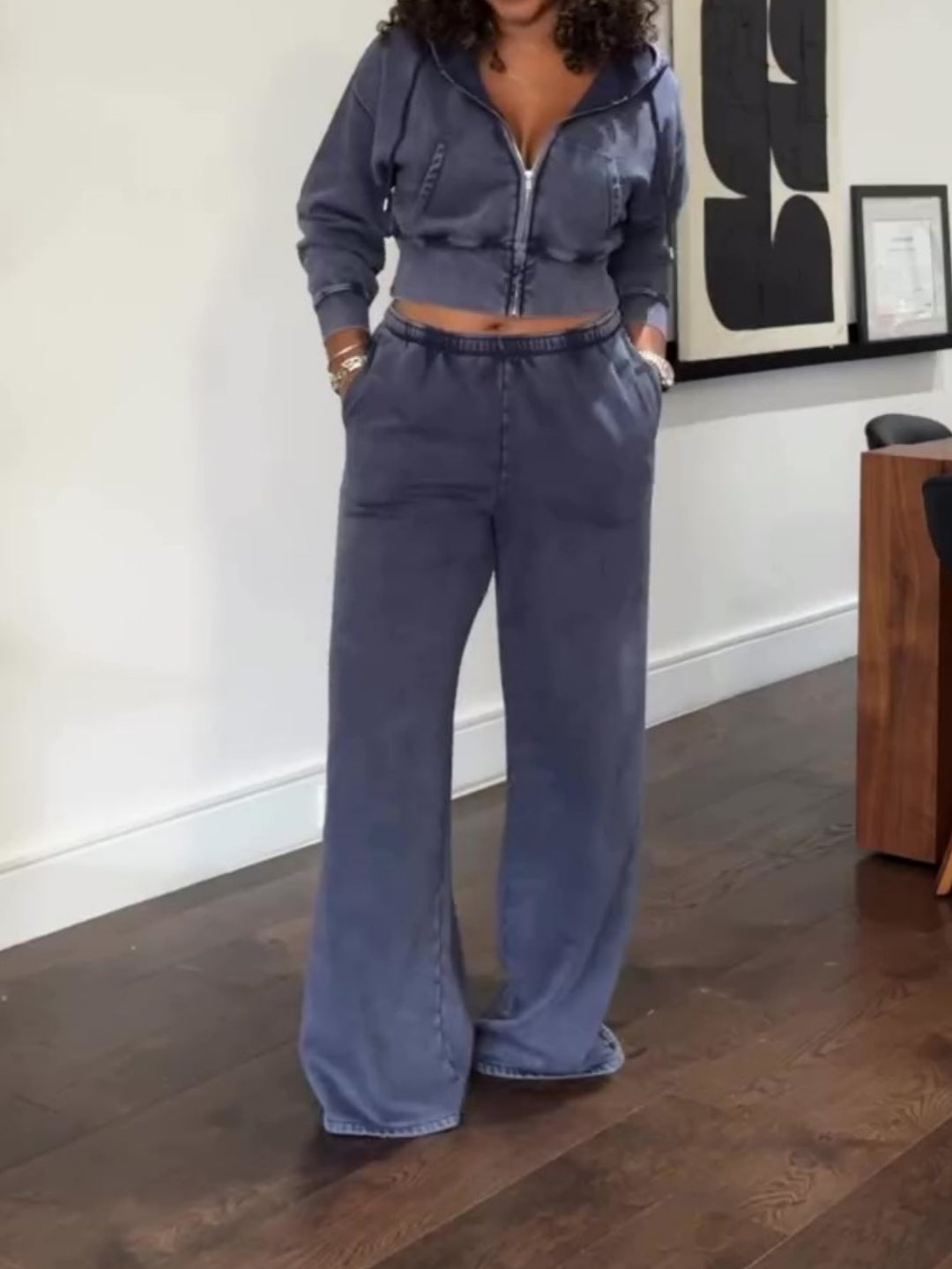 Vintage Baggy Wide-Leg Sweatpants Set