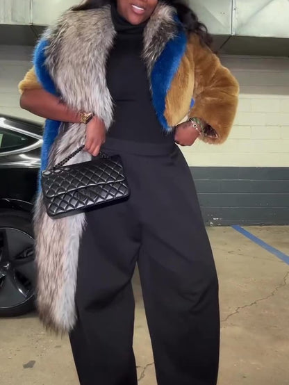 Shawl-style Faux Fur Cropped Jacket