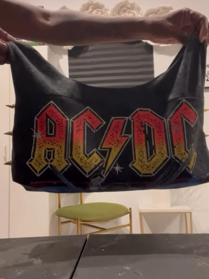 Denim Printed Studded Tote